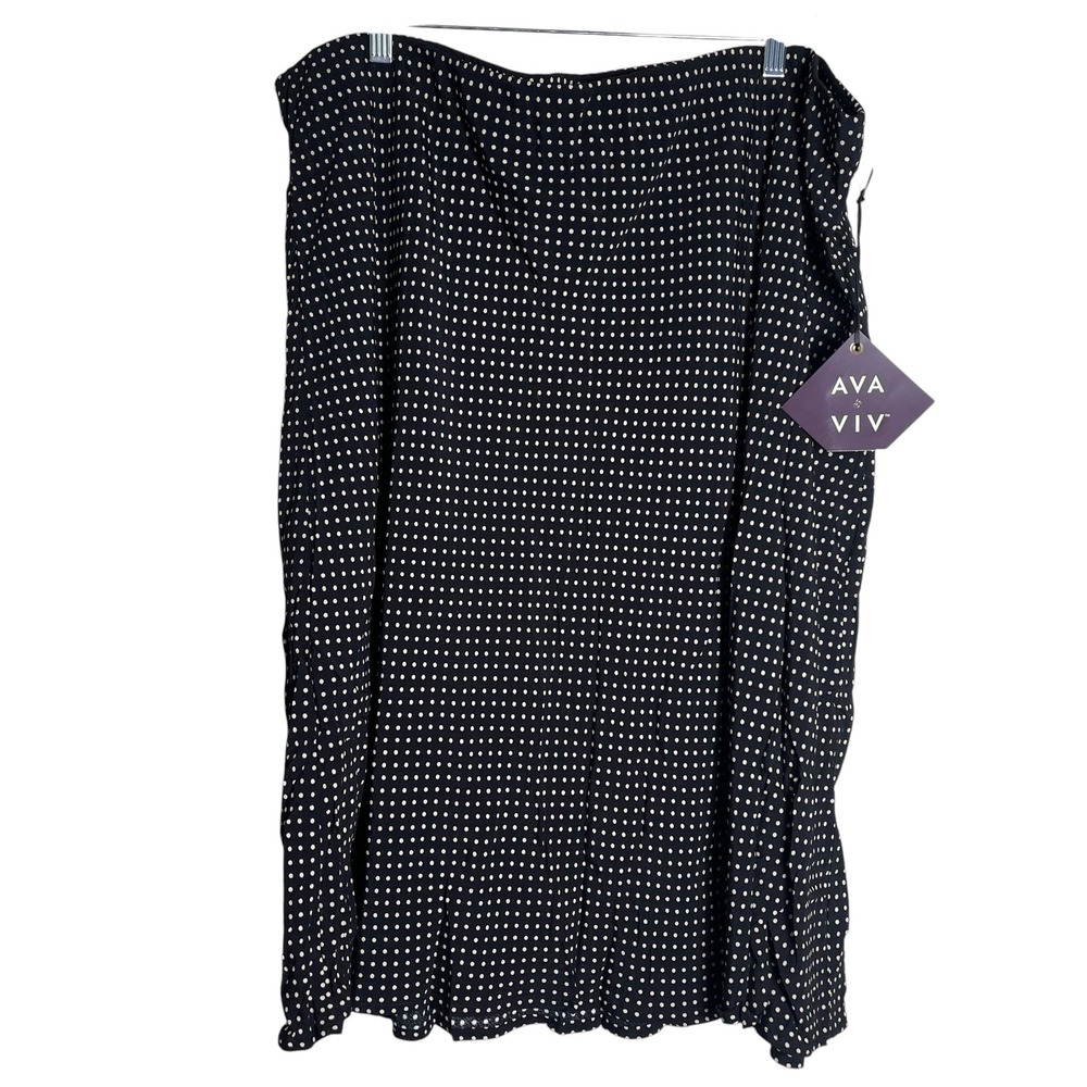 Ava & Viv Women Black Polka Dot Rayon‎ Midi Skirt 2X